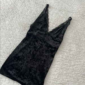 Free People Black Velvet Lace Trim Dress